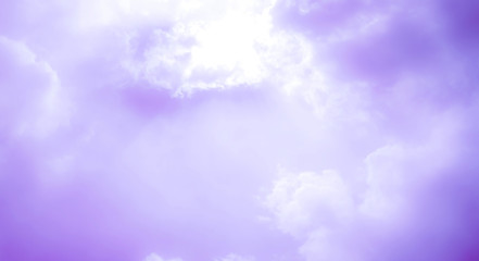 Purple gray sky with white clouds, beautiful nature