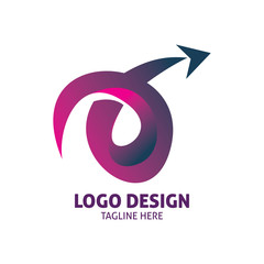 Obraz premium purple blue color arrow line logo design