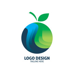 circle water fruit fluid blue green color logo design