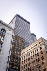 Fototapeta na wymiar Office buildings towering over Calgary's urban centre. 