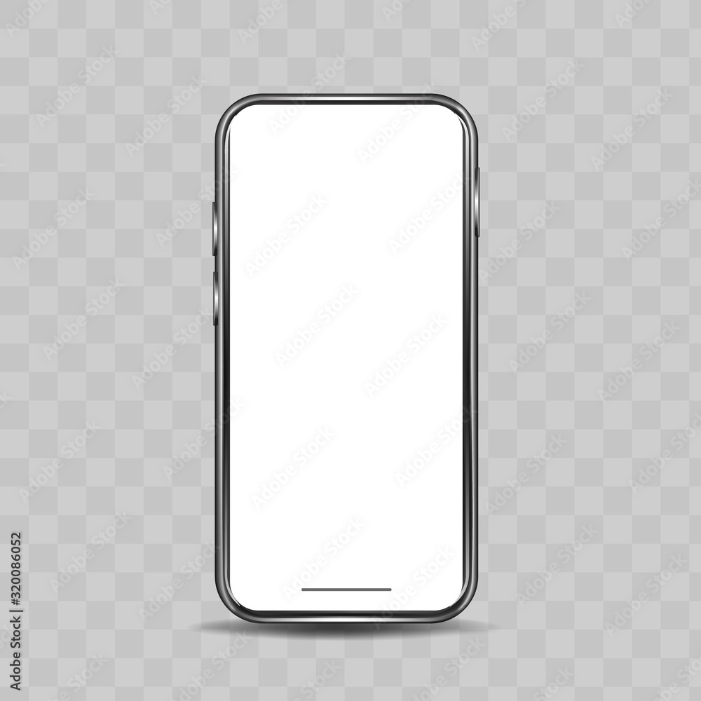 Poster realistic model phone with a blank display on a transparent background. smartphone screen view. mobi
