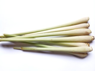 Fresh lemongrass on white background.