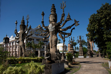 Fototapeta na wymiar Sala Kaew Ku or Sala Keoku fantastic concrete sculpture park quirky or just plain bizarre inspired by Buddhism for thai people visit travel and respect praying at Nongkhai city in Nong Khai, Thailand
