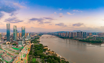 Fototapeta premium city scenery on the North Bank of Min River, Fuzhou City, Fujian Province, China