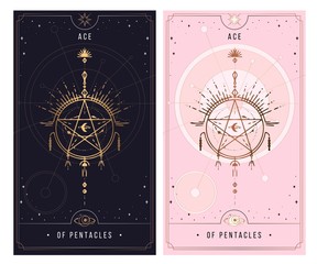 of cups. Minor Arcana secret card, black with gold and silver card, pink with gold, illustration with mystical symbols. - obrazy, fototapety, plakaty