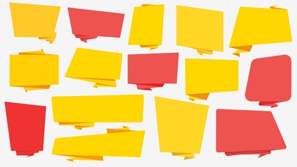 Set of web banners of different shapes. Bright templates, layouts for text or images. Yellow and red blanks.
