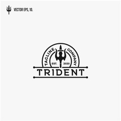 Vintage Trident symbol, Poseidon Neptune God Triton King logo design.