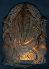 Fototapeta na wymiar Ganesha deity of the Hindu pantheon. Colombo, Sri Lanka, Gangaramaya Buddhist temple.