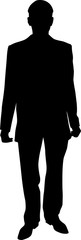 Vector illustration. Silhouette of a man in a suit that is walking