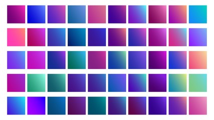 Set of gradients in tech shades of blue. Different shades in gradient icons. Bright glossy gradients.