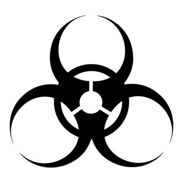 Biohazard symbol. Symbol for a laboratory. Vector illustration. Isolated background. Warning sign. Outbreak of coronavirus infection covid-19. Four circles: agent, carrier, source, transmission.