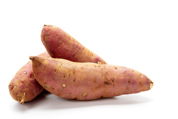 japanese sweet potatoes on white background