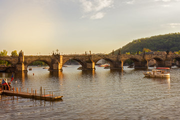 Prague bridge architectural view, Czech Republic.