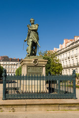 Fototapeta na wymiar The statue of Pierre Cambronne a military general on the Cours Cambronne square in Nantes, France