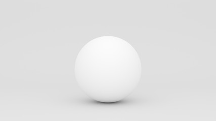 One white sphere on a with a white background as 3D rendering