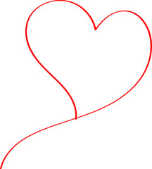 Red heart - outline drawing for an emblem or logo. Template for greeting card for Valentine's Day.