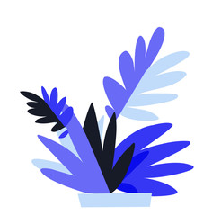 Piante e foglie ornamentali in style semplice isolate sullo sfondo bianco- Illustrazione vettoriale