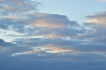 winter cloudy sky at sunset
