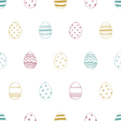 Easter seamless pattern with ornate eggs.
