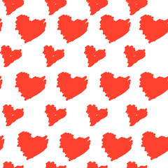 Seamless pattern of abstract hand-drawn hearts. Simple artistic drawing - Vector