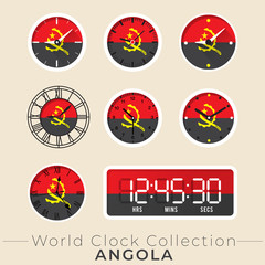 Set of national flag clock : Vector Illustration