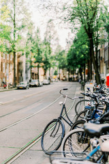 bicycles on the streets of amsterdam