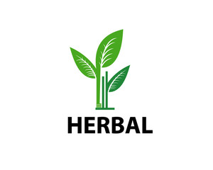 herbal logo,green plants, natural and organic