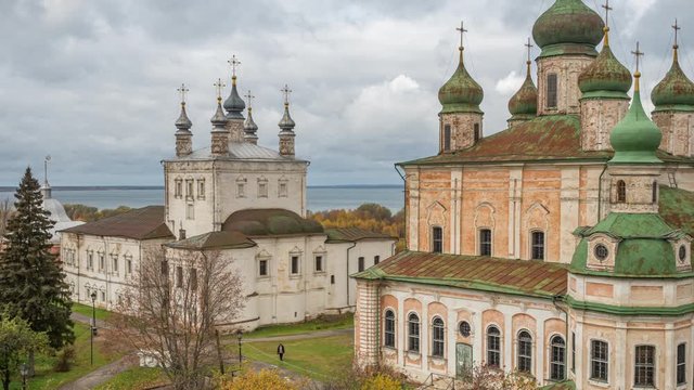 Aerial View of the Cathedral of the Assumption of the Blessed Virgin Mary in Goritsky Assumption Monastery in Pereslavl-Zalessky. Golden Ring of Russia