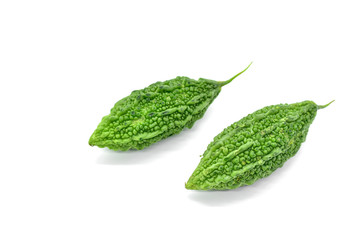 Fresh Bitter Gourd on White Background