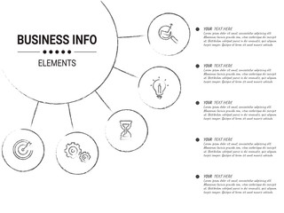 Infographic business concept design with icons and 3, 4, 5, 6,  options or steps. Thin line vector. Can be used for flow charts, presentations, web sites, banners, printed materials. EPS 10