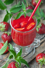 Blended smoothie with berries,  selective focus