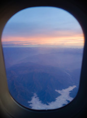 sunset view, from airplane window