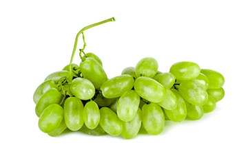 Fresh green grapes isolated on white background