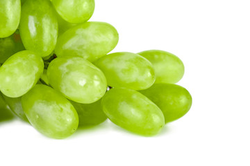 Fresh green grapes isolated on white background