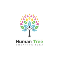 People Tree Nature Logo Design Vector