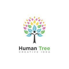 People Tree Nature Logo Design Vector