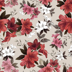  Floral seamless background for surface design. Bright pattern with rondonedron flowers