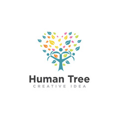 Fototapeta na wymiar People Tree Nature Logo Design Vector