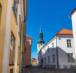 Fototapeta na wymiar Saint Mary Cathedral under blue sky, Old town of Tallinn, Estonia.