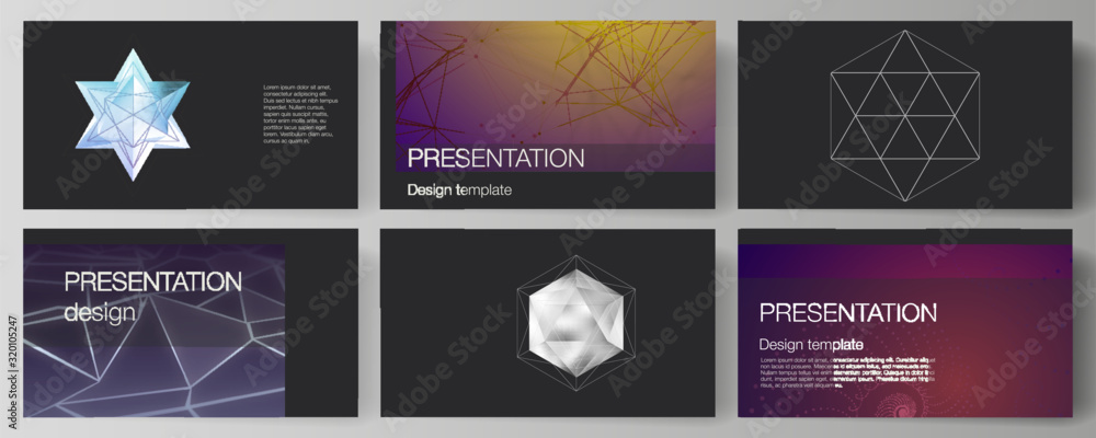 Poster The minimalistic abstract vector layout of the presentation slides design business templates. 3d polygonal geometric modern design abstract background. Science or technology vector illustration.