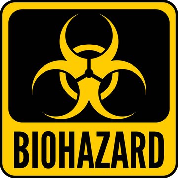 Biohazard black yellow square sign. Vector illustration.