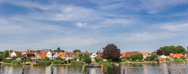 Panorama of historic Holm village at the Schlei river in Schleswig, Germany
