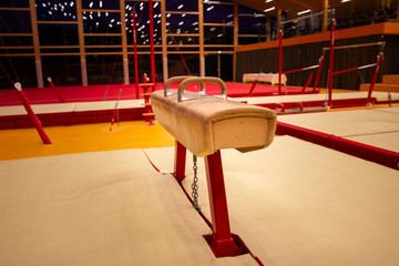 Gymnastics equipment in a gymnastic center