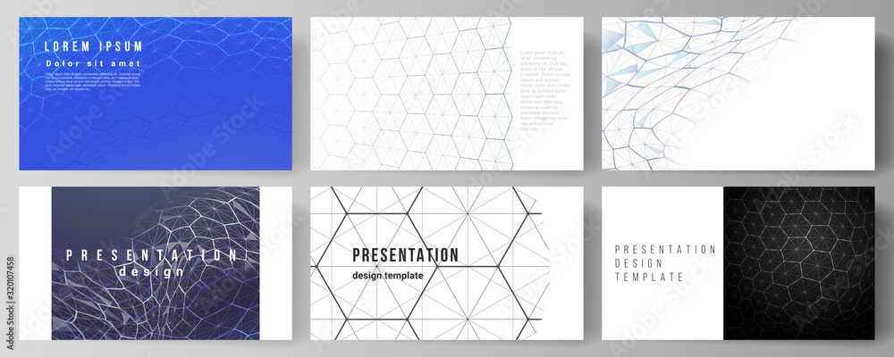 Poster vector layout of the presentation slides design business templates. digital technology and big data 