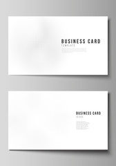 Vector layout of two creative business cards design templates, horizontal template vector design. Halftone effect decoration with dots. Dotted pattern for grunge style decoration.