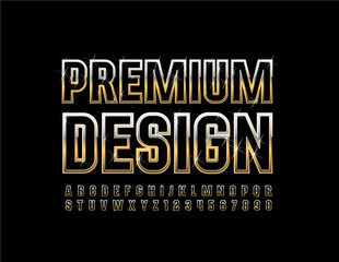 Vector Premium Design Golden Font. Luxury shiny Alphabet Letters and Numbers