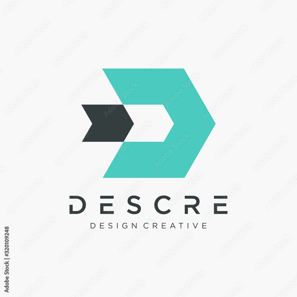 Poster abstract letter d logo design template with arrow element. vector design template elements for your 