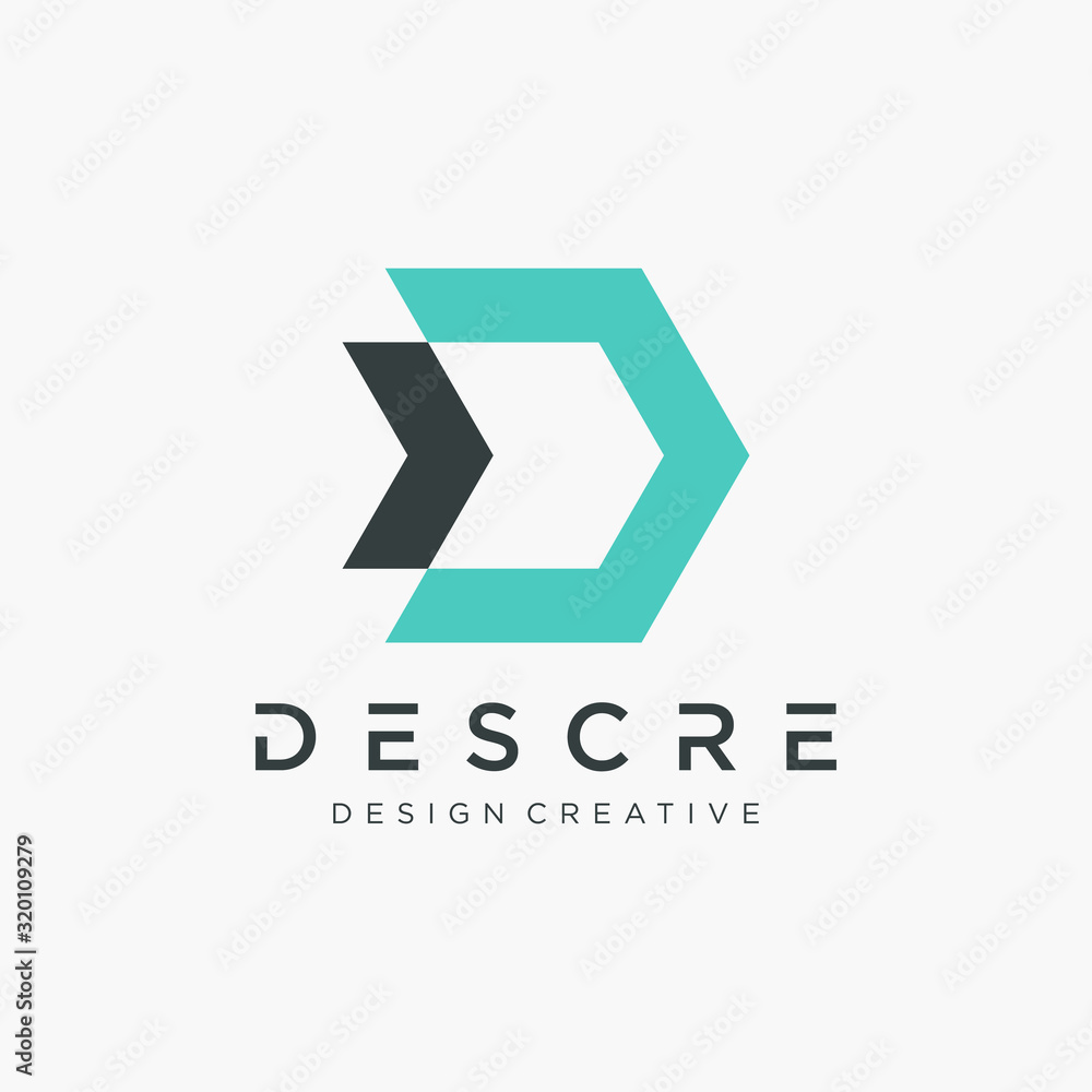 Poster abstract letter d logo design template with arrow element. vector design template elements for your 