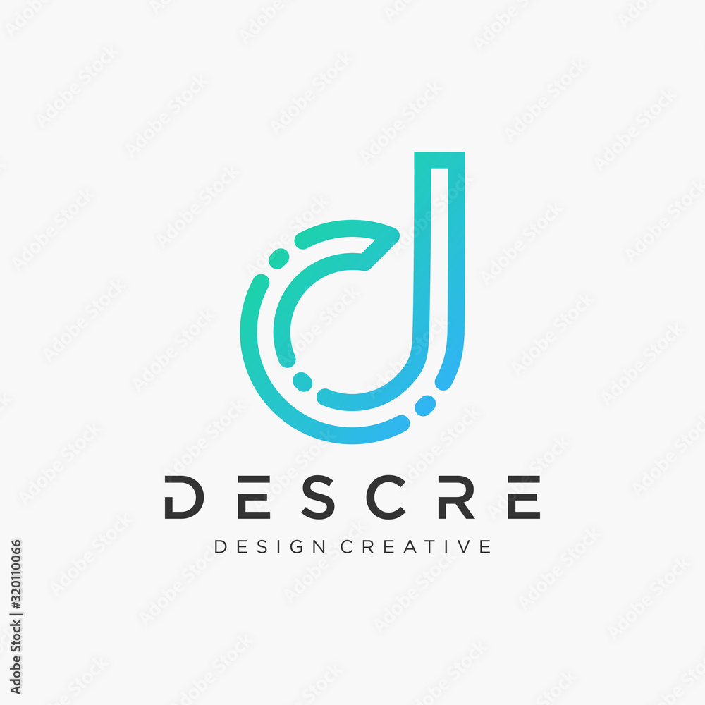 Fototapete initial d logo design with connection concept. logo the letter dd in the form of abstract line art. 