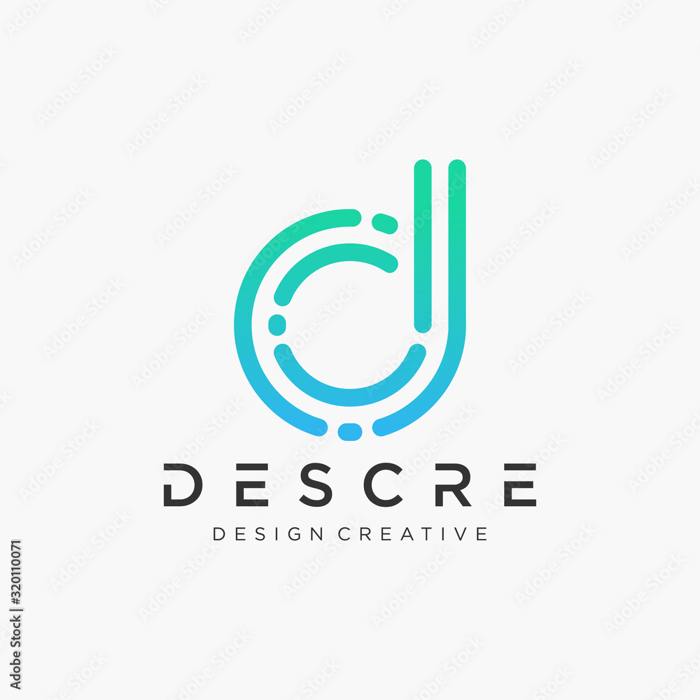 Fototapete initial d logo design with connection concept. logo the letter dd in the form of abstract line art. 